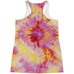 Pink And Yellow Tie Dye Print Women's Racerback Tank Top