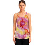 Pink And Yellow Tie Dye Print Women's Racerback Tank Top