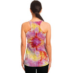 Pink And Yellow Tie Dye Print Women's Racerback Tank Top
