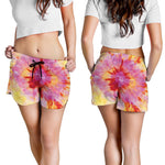 Pink And Yellow Tie Dye Print Women's Shorts