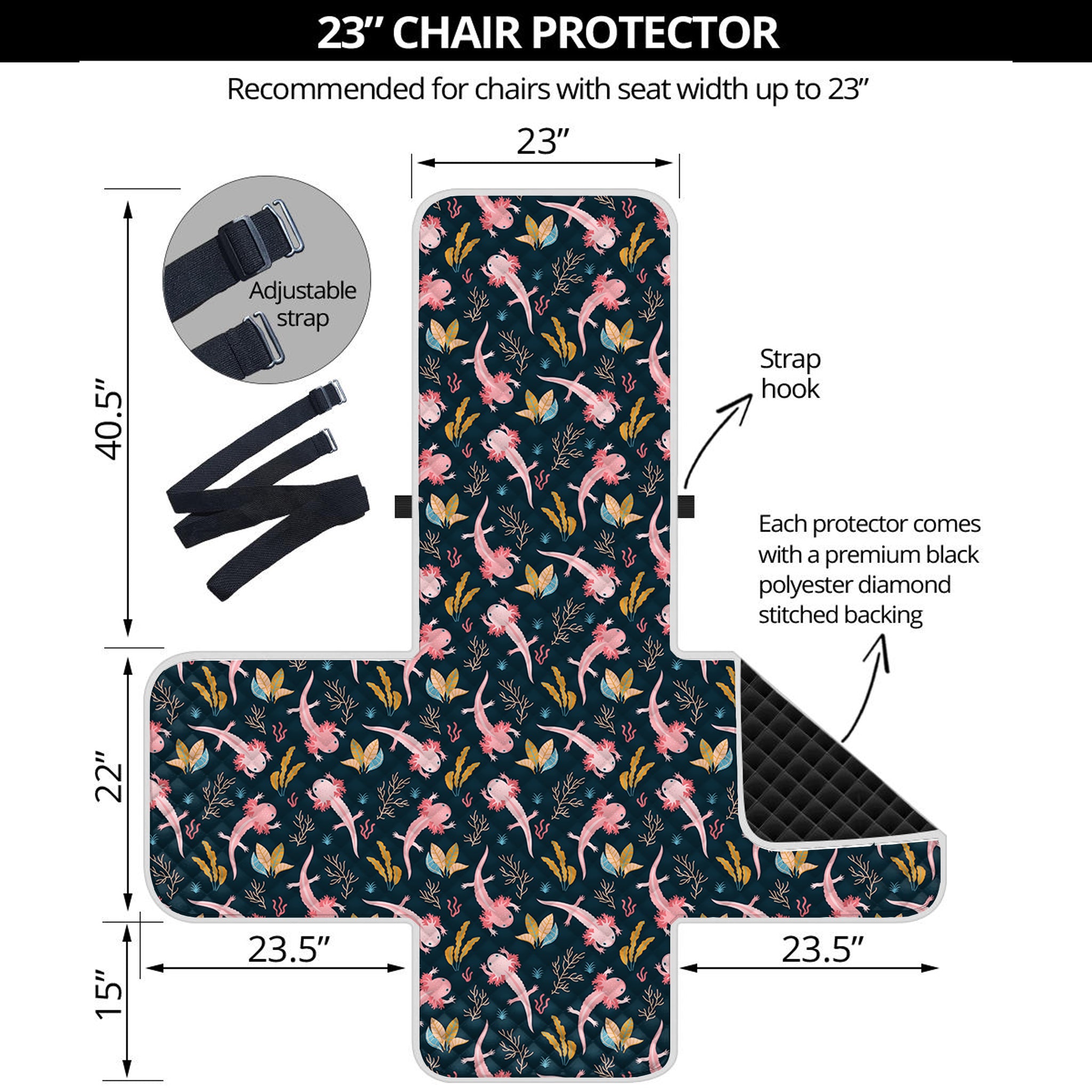 Pink Axolotl Pattern Print Armchair Protector