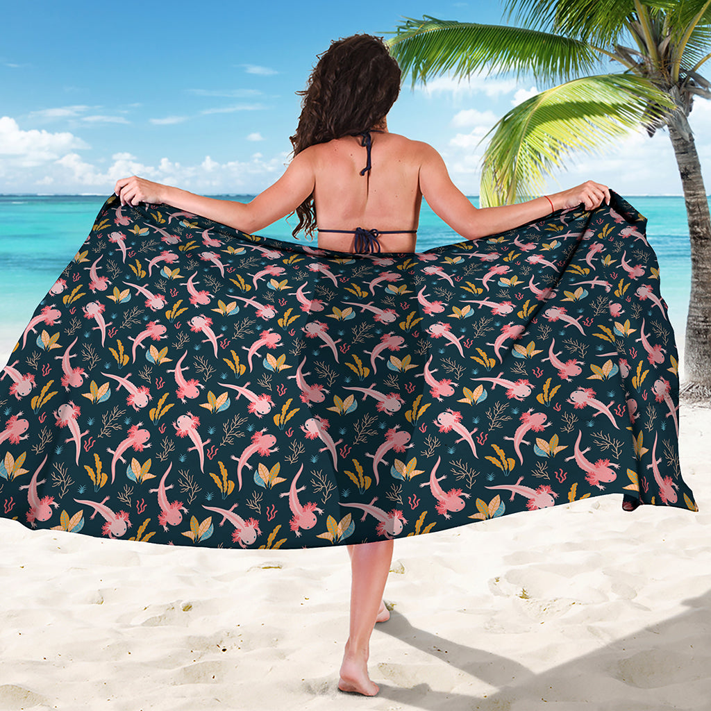 Pink Axolotl Pattern Print Beach Sarong Wrap