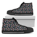 Pink Axolotl Pattern Print Black High Top Sneakers