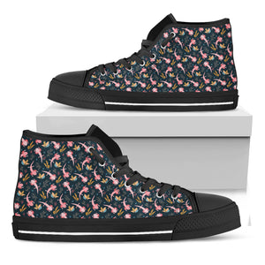 Pink Axolotl Pattern Print Black High Top Shoes