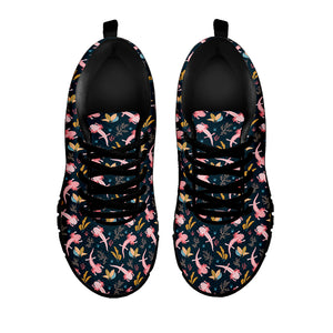 Pink Axolotl Pattern Print Black Sneakers