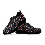 Pink Axolotl Pattern Print Black Sneakers