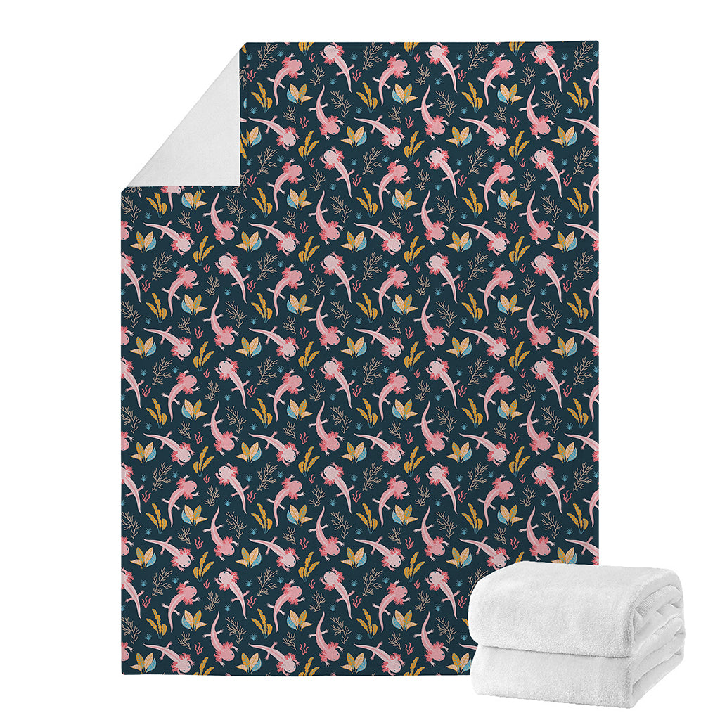 Pink Axolotl Pattern Print Blanket