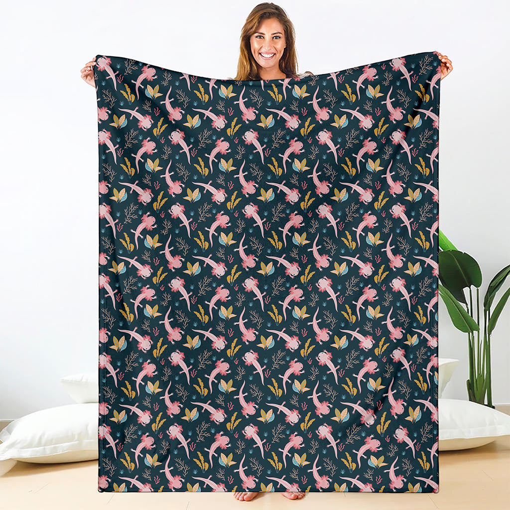 Pink Axolotl Pattern Print Blanket