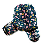 Pink Axolotl Pattern Print Boxing Gloves