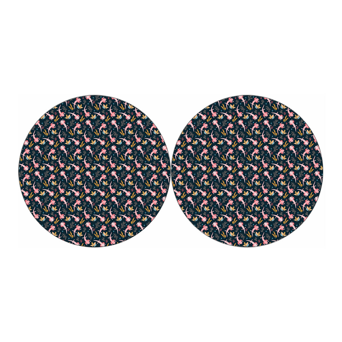 Pink Axolotl Pattern Print Car Coasters