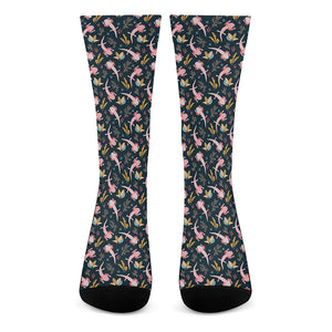 Pink Axolotl Pattern Print Crew Socks