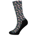 Pink Axolotl Pattern Print Crew Socks