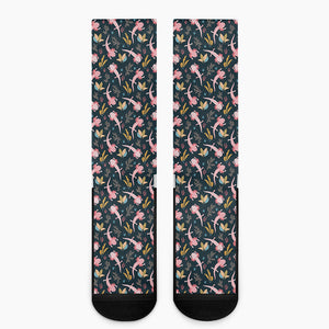 Pink Axolotl Pattern Print Crew Socks