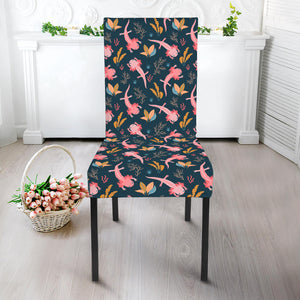 Pink Axolotl Pattern Print Dining Chair Slipcover