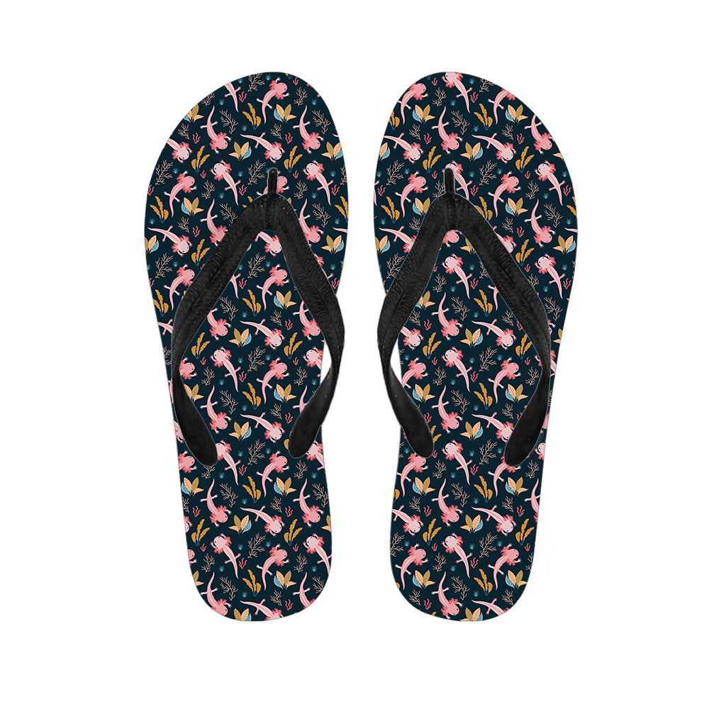 Pink Axolotl Pattern Print Flip Flops