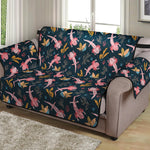 Pink Axolotl Pattern Print Loveseat Protector