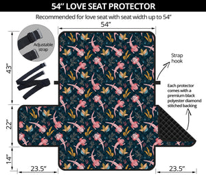 Pink Axolotl Pattern Print Loveseat Protector