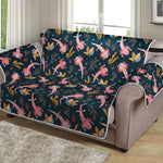 Pink Axolotl Pattern Print Loveseat Protector