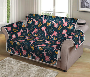 Pink Axolotl Pattern Print Loveseat Protector