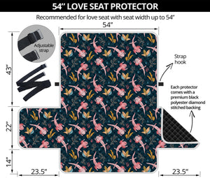 Pink Axolotl Pattern Print Loveseat Protector