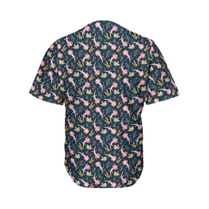 Pink Axolotl Pattern Print Men's Baseball Jersey