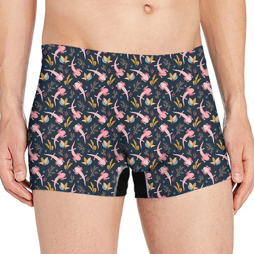 Pink Axolotl Pattern Print Men's Boxer Briefs