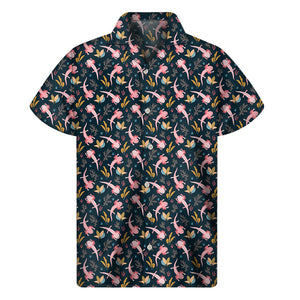 Pink Axolotl Pattern Print Men's Short Sleeve Shirt