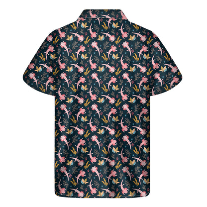 Pink Axolotl Pattern Print Men's Short Sleeve Shirt