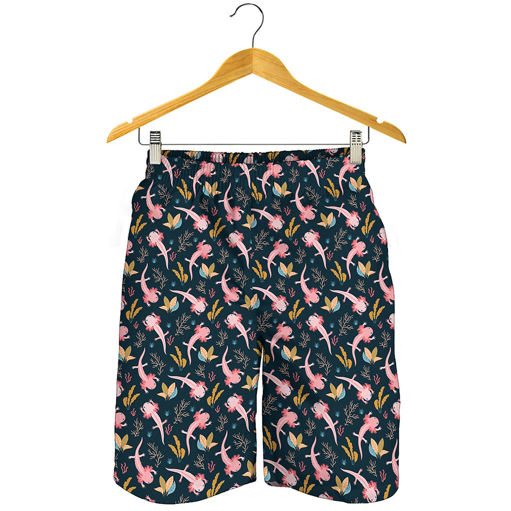 Pink Axolotl Pattern Print Men's Shorts