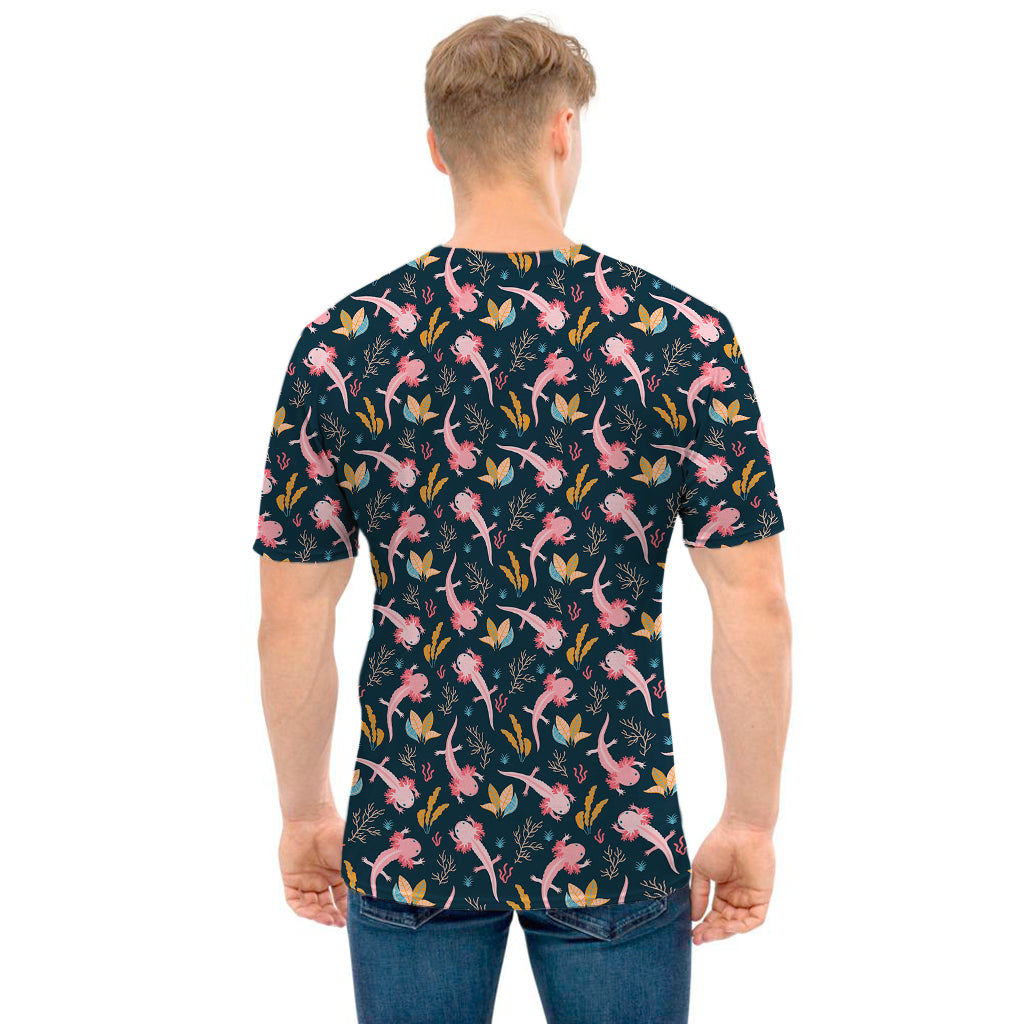 Pink Axolotl Pattern Print Men's T-Shirt