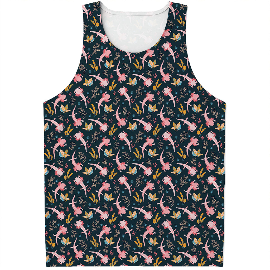 Pink Axolotl Pattern Print Men's Tank Top