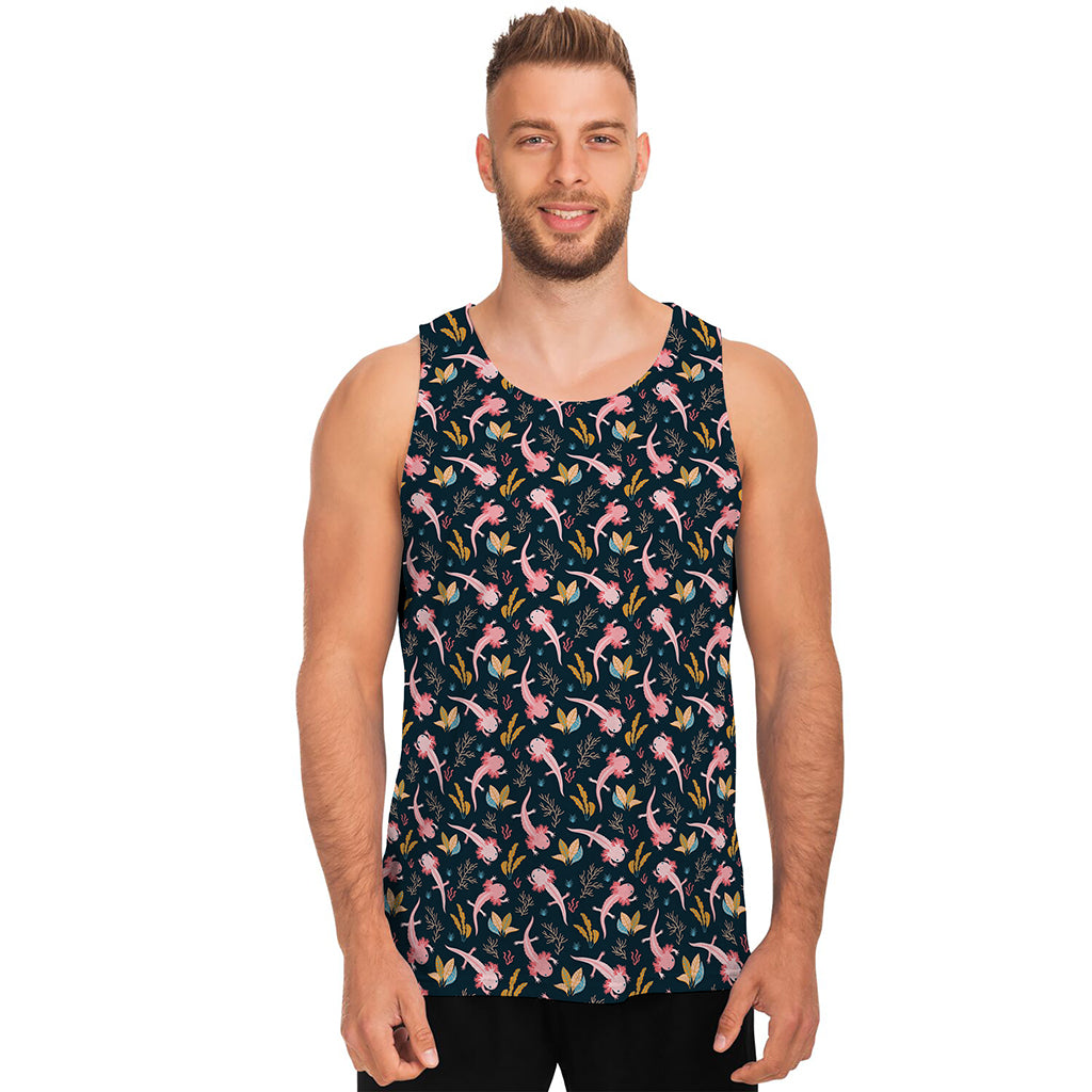 Pink Axolotl Pattern Print Men's Tank Top