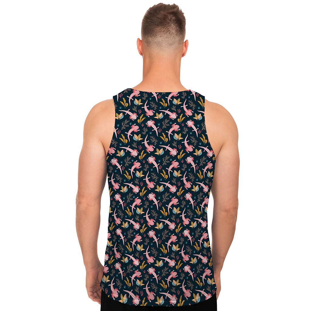 Pink Axolotl Pattern Print Men's Tank Top