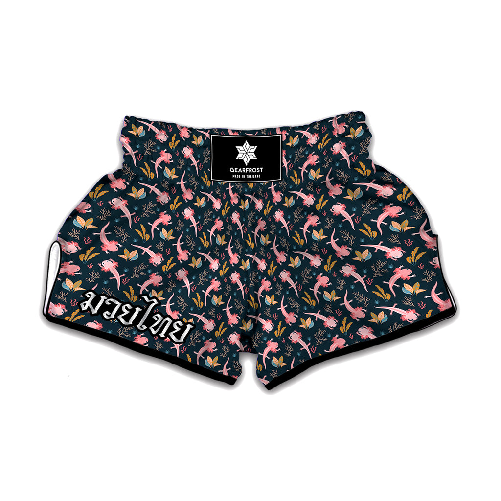 Pink Axolotl Pattern Print Muay Thai Boxing Shorts