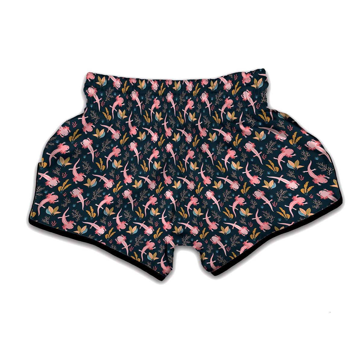 Pink Axolotl Pattern Print Muay Thai Boxing Shorts