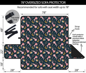 Pink Axolotl Pattern Print Oversized Sofa Protector