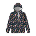 Pink Axolotl Pattern Print Pullover Hoodie