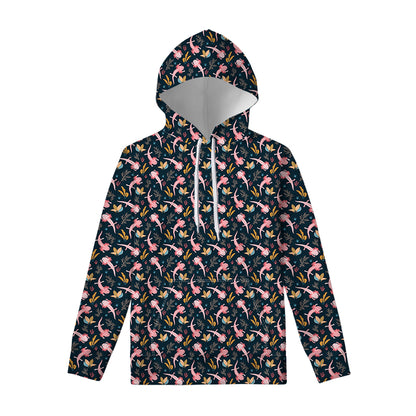 Pink Axolotl Pattern Print Pullover Hoodie