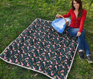 Pink Axolotl Pattern Print Quilt