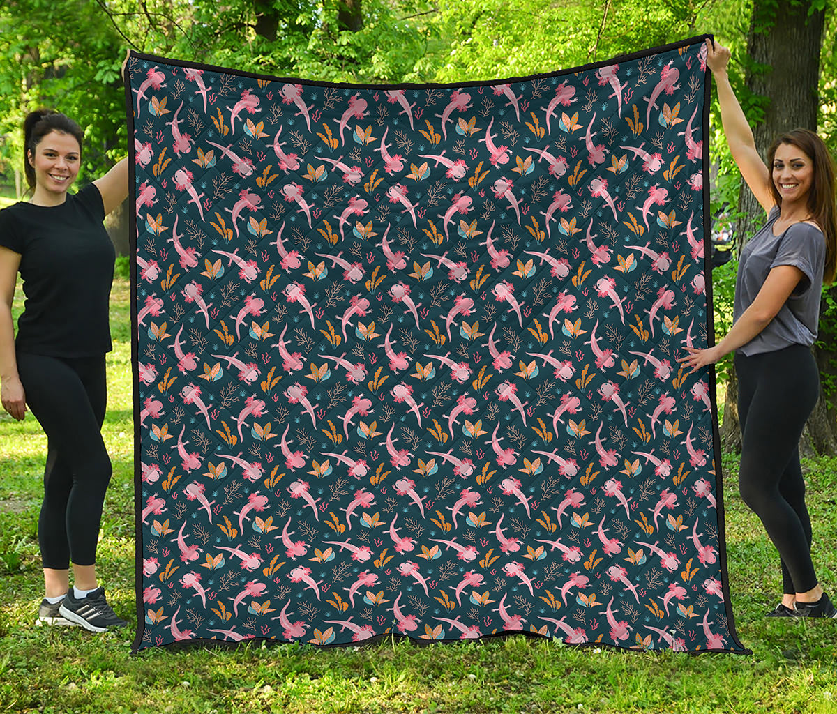 Pink Axolotl Pattern Print Quilt