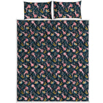 Pink Axolotl Pattern Print Quilt Bed Set