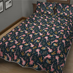 Pink Axolotl Pattern Print Quilt Bed Set