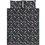 Pink Axolotl Pattern Print Quilt Bed Set