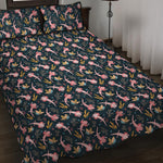 Pink Axolotl Pattern Print Quilt Bed Set