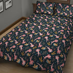 Pink Axolotl Pattern Print Quilt Bed Set