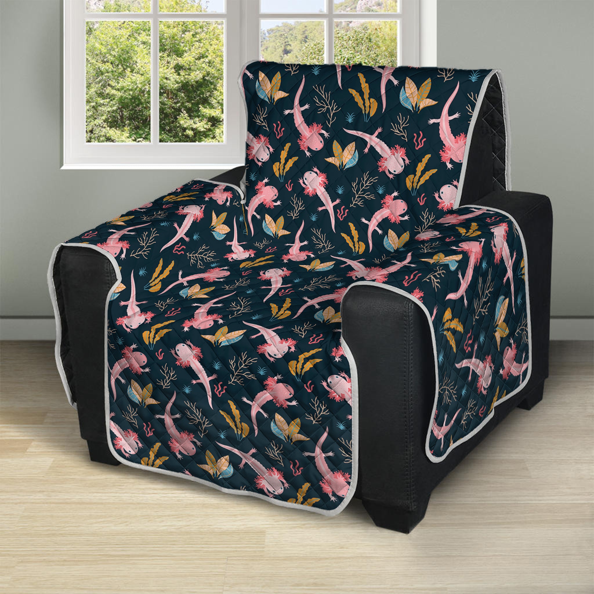 Pink Axolotl Pattern Print Recliner Protector