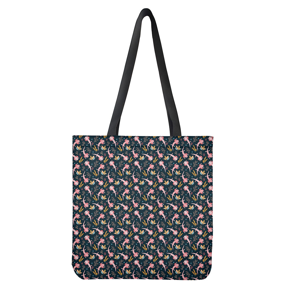 Pink Axolotl Pattern Print Tote Bag