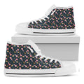 Pink Axolotl Pattern Print White High Top Sneakers
