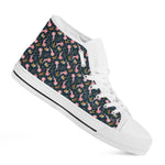 Pink Axolotl Pattern Print White High Top Shoes