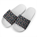 Pink Axolotl Pattern Print White Slide Sandals
